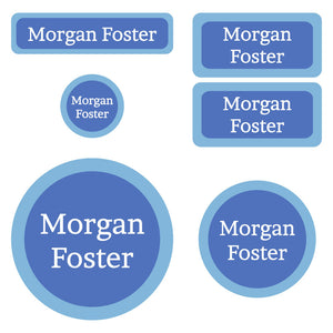 preschool labels pack solid border Denim - Sky Blue - White