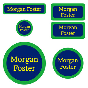 preschool labels pack solid border Navy - Sea Green - Yellow