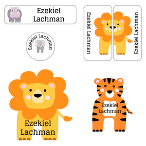 preschool labels pack zoo animals