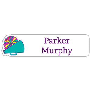 cheer tubular teal rectangle name labels