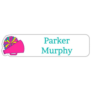 cheer cheer power pink rectangle name labels