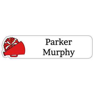 cheer red rectangle name labels