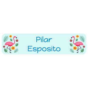 flamingo light blue rectangle name labels