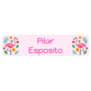 flamingo light pink rectangle name labels