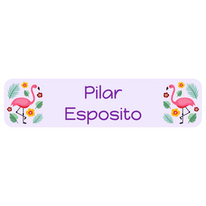 flamingo light purple rectangle name labels