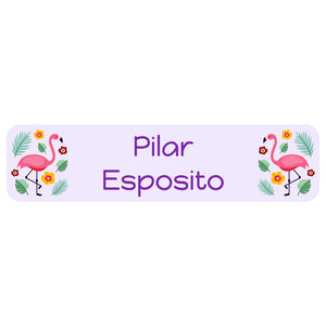 flamingo light purple rectangle name labels