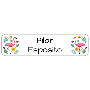 flamingo white rectangle name labels