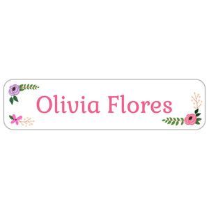 rectangle name labels floral white