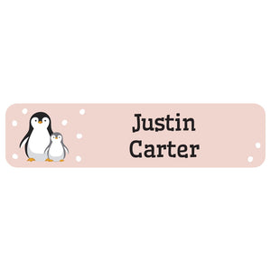 dishwasher safe name labels with a pair of penguins
