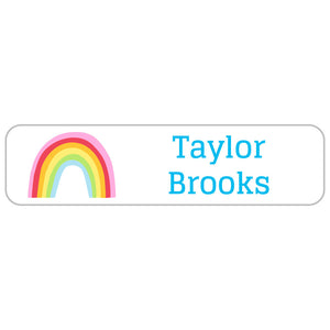rectangle name labels rainbows white sky blue