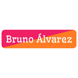 two-tone raspberry pink orange rectangle name labels