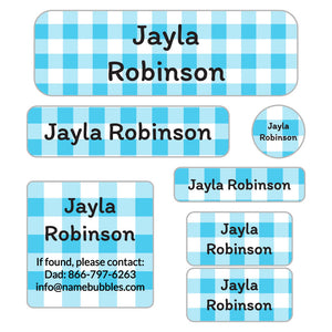 gingham school labels pack