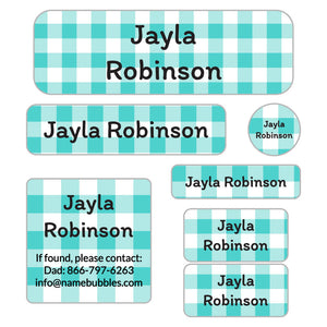 gingham school labels pack