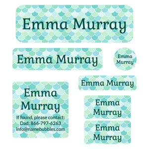 school labels pack mermaid pattern oceana