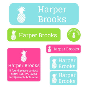 pineapple white school labels pack