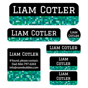 school labels pack pixels turquoise