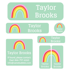 school labels pack rainbows turquoise