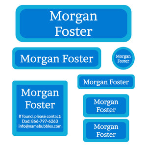 school labels pack solid border Bright Blue - Sea Green - White