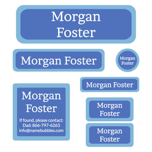 school labels pack solid border Denim - Sky Blue - White