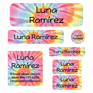 Tie-dye school labels pack