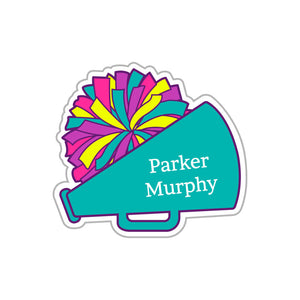 cheer tubular teal bullhorn name labels