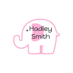elephant baby pink custom shape name labels