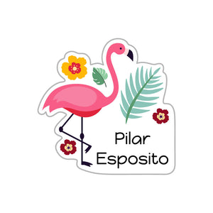 flamingo white custom name labels