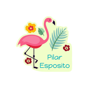 flamingo yellow green custom name labels