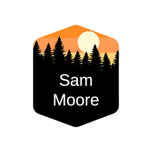 lunchbox labels with forest silhouette and sky design