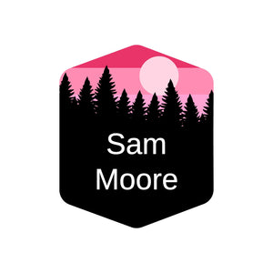 lunchbox labels with forest silhouette and sky design
