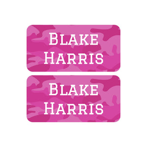 shoe name labels camo pink