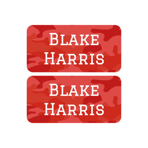 shoe name labels camo red