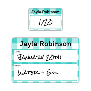 sippy cup write-on labels Gingham Teal