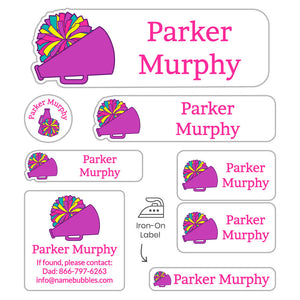 cheer pom pom purple sleepaway camp labels pack