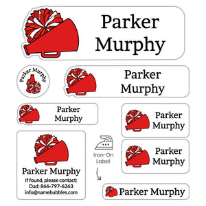 cheer red sleepaway camp labels pack