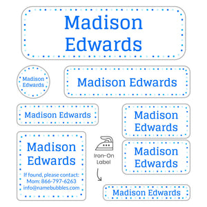 sleepaway camp labels pack dots beluga blue