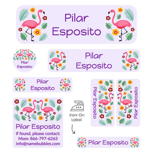 flamingo light purple sleepaway labels pack
