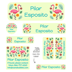 flamingo yellow green sleepaway labels pack