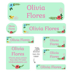 sleepaway camp labels pack floral mint