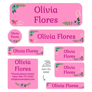 sleepaway camp labels pack floral pink