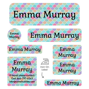 sleepaway camp labels pack mermaid pattern rainbow