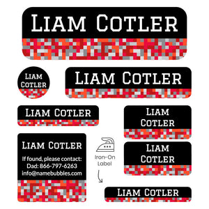 sleepaway camp labels pack pixels red gray