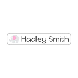 elephant white baby pink slim rectangle iron-on clothing labels