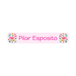 flamingo light pink slim rectangle iron-on clothing labels
