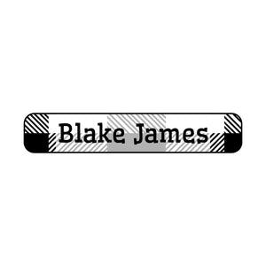 kids iron-on labels with plaid design