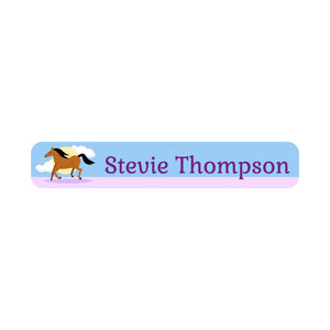 horse sunset stallion slim rectangle iron-on clothing labels