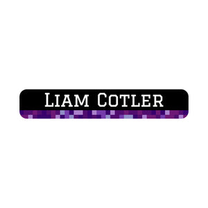 slim rectangle iron-on clothing labels pixels purple