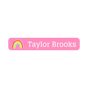 rainbows pink slim rectangle iron-on labels