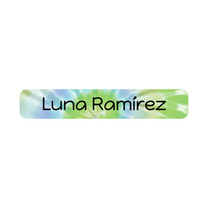 Slim rectangle tie-dye green iron-on clothing label