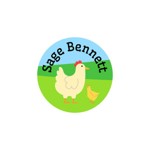 circle farm animals clothing labels